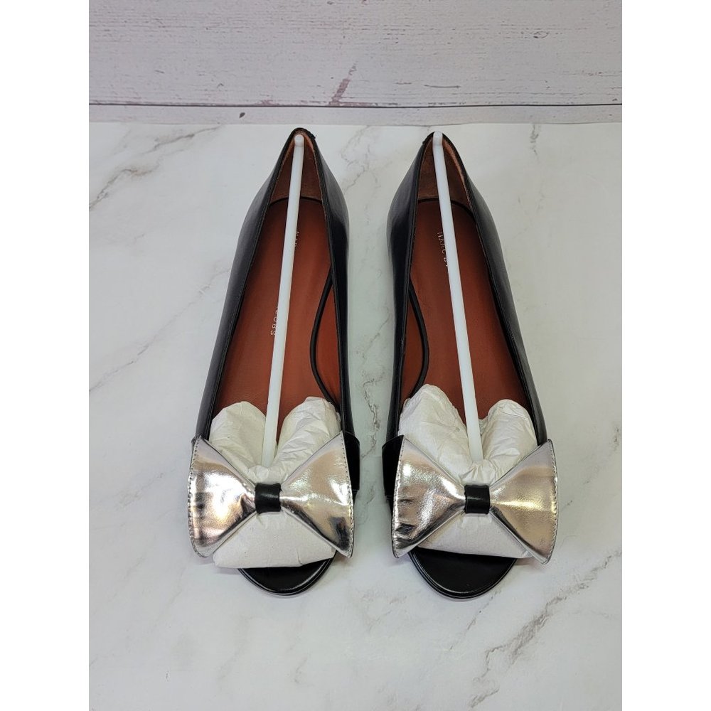 Marc by Marc Jacobs Bow Accents Ballet Flats BLACK / SILVER - Picture 2 of 9